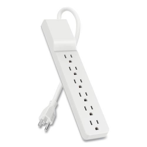 Home/Office Surge Protector, 6 AC Outlets, 6 ft Cord, 720 J, White. Picture 2