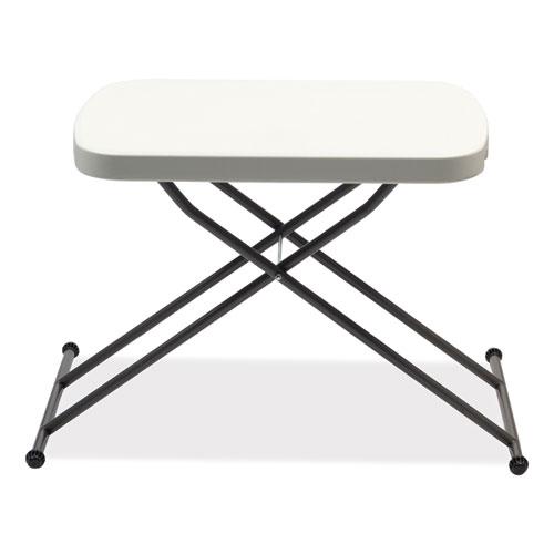 Height-Adjustable Personal Folding Table, Rectangular, 25.6" x 17.7" x 19" to 28", White Top, Dark Gray Legs. Picture 1