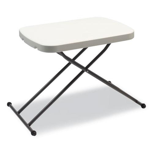 Height-Adjustable Personal Folding Table, Rectangular, 25.6" x 17.7" x 19" to 28", White Top, Dark Gray Legs. Picture 3