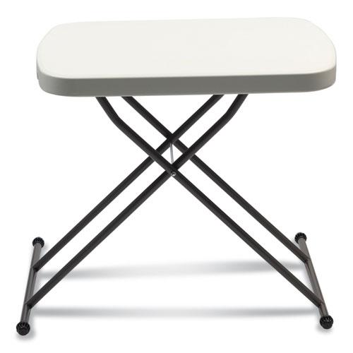 Height-Adjustable Personal Folding Table, Rectangular, 25.6" x 17.7" x 19" to 28", White Top, Dark Gray Legs. Picture 4