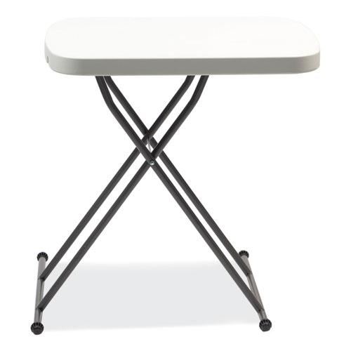 Height-Adjustable Personal Folding Table, Rectangular, 25.6" x 17.7" x 19" to 28", White Top, Dark Gray Legs. Picture 5