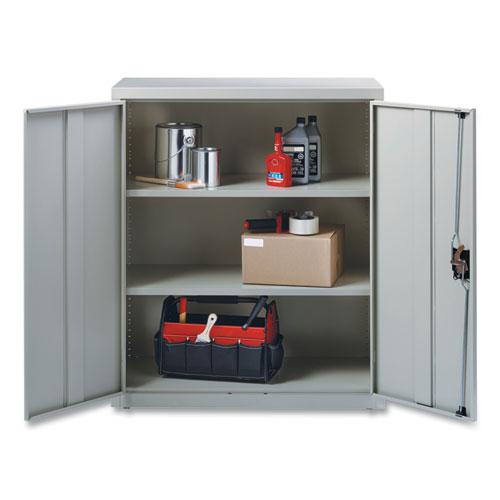 Fully Assembled Storage Cabinets, 3 Shelves, 36" x 18" x 42", Light Gray. Picture 4