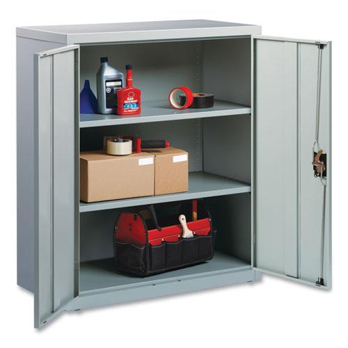 Fully Assembled Storage Cabinets, 3 Shelves, 36" x 18" x 42", Light Gray. Picture 6