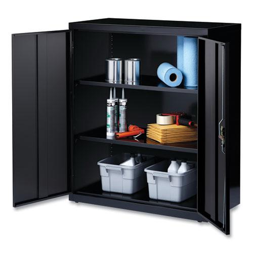 Fully Assembled Storage Cabinets, 3 Shelves, 36" x 18" x 42", Black. Picture 8