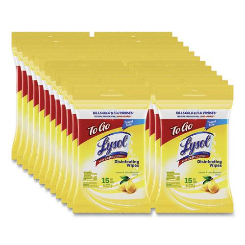 Disinfecting Wipes Flatpacks, 1-Ply, 6.69 x 7.87, Lemon and Lime Blossom, White, 15 Wipes/Flat Pack, 24 Flat Packs/Carton. Picture 1