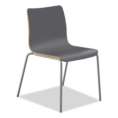 Ruck Laminate Chair, Supports Up to 300 lb, 18" Seat Height, Charcoal Seat/Back, Silver Base. Picture 1