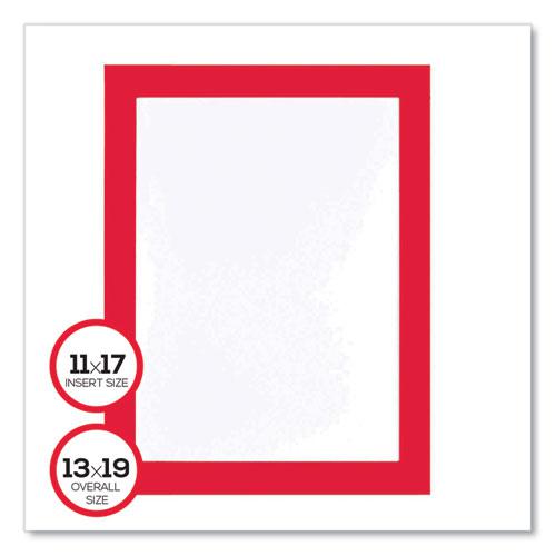 Self Adhesive Sign Holders, 11 x 17 Insert, Clear with Red Border, 2/Pack. Picture 6