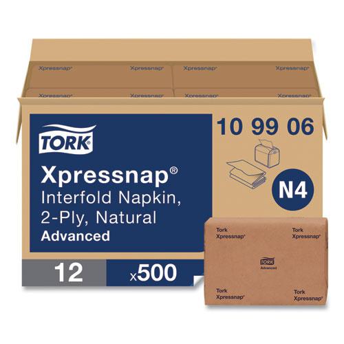 Xpressnap Interfold Dispenser Napkins, 2-Ply, 6.5 x 8.5, Natural, 500/Pack, 12 Packs/Carton. Picture 2