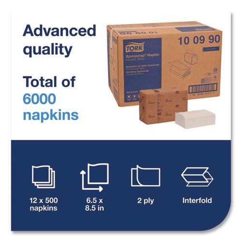 Xpressnap Interfold Dispenser Napkins, 2-Ply, 6.5 x 8.5, White, 500/Pack, 12 Packs/Carton. Picture 6