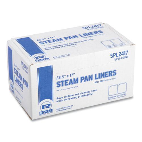 Steam Pan Liners With Twist Ties, For 1/2 Pan Sized Steam Pans, 0.02 mil, 17" x 23.5", 250/Carton. Picture 1