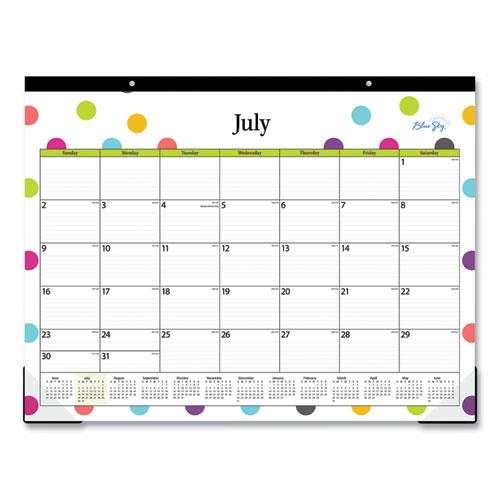 Teacher Dots Academic Desk Pad, 22 x 17, Black Binding, Clear Corners, 12-Month (July to June): 2024 to 2025. Picture 1