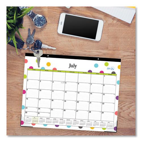 Teacher Dots Academic Desk Pad, 22 x 17, Black Binding, Clear Corners, 12-Month (July to June): 2024 to 2025. Picture 3