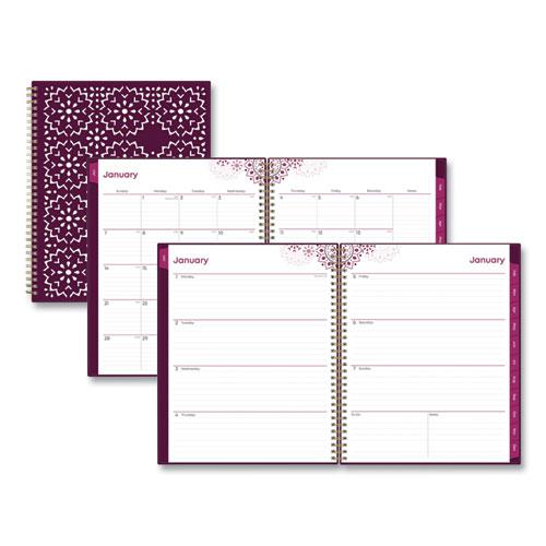 Gili Weekly/Monthly Planner, Gili Jewel Tone Artwork, 11 x 8.5, Plum Cover, 12-Month (Jan to Dec): 2024. Picture 1