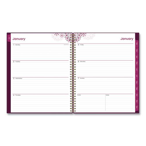 Gili Weekly/Monthly Planner, Gili Jewel Tone Artwork, 11 x 8.5, Plum Cover, 12-Month (Jan to Dec): 2024. Picture 2
