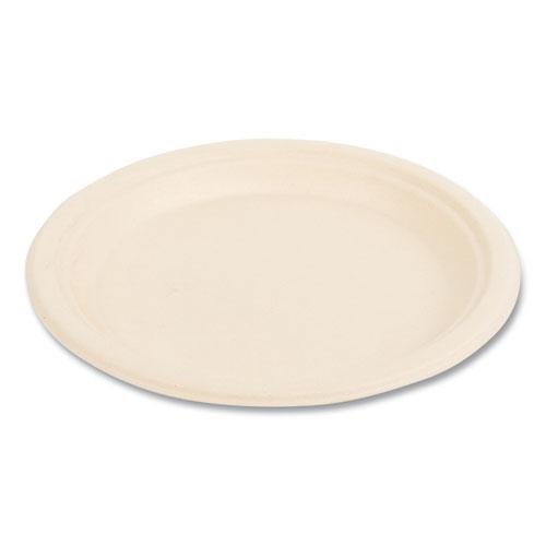 Bagasse PFAS-Free Dinnerware, Plate, 9" dia, Tan, 500/Carton. Picture 2