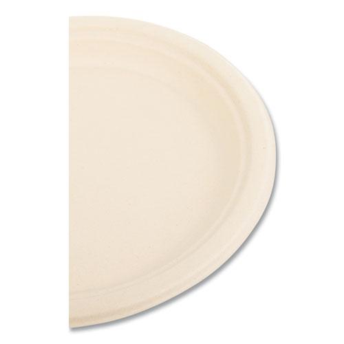 Bagasse PFAS-Free Dinnerware, Plate, 9" dia, Tan, 500/Carton. Picture 5