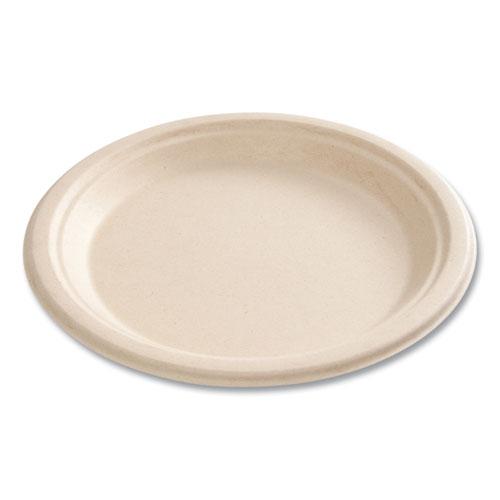 Bagasse PFAS-Free Dinnerware, Plate, 9" dia, Tan, 500/Carton. Picture 7