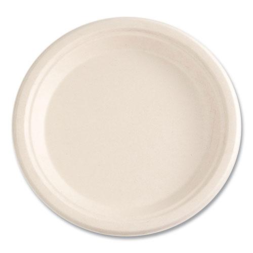 Bagasse PFAS-Free Dinnerware, Plate, 9" dia, Tan, 500/Carton. Picture 9