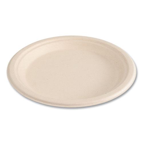 Bagasse PFAS-Free Dinnerware, Plate, 9" dia, Tan, 500/Carton. Picture 10