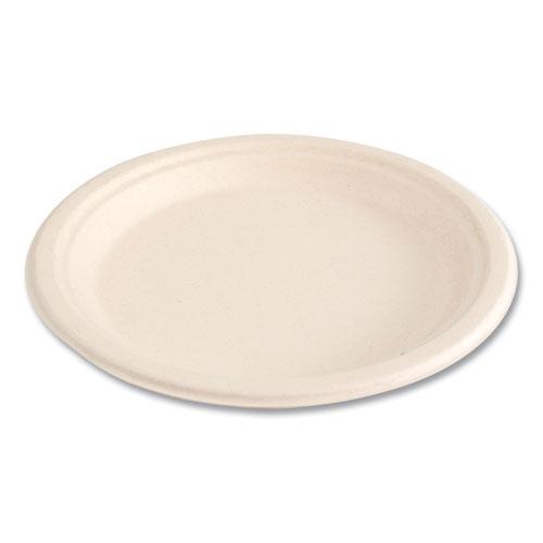 Bagasse PFAS-Free Dinnerware, Plate, 9" dia, Tan, 500/Carton. Picture 11