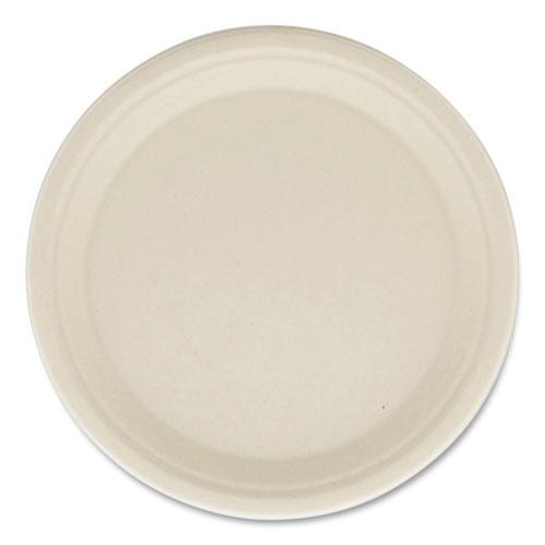 Bagasse PFAS-Free Dinnerware, Plate, 10" dia, Tan, 500/Carton. Picture 3