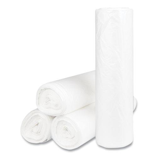 High-Density Commercial Can Liners, 60 gal, 14 mic, 43" x 48", Natural, 25 Bags/Roll, 8 Interleaved Rolls/Carton. Picture 1