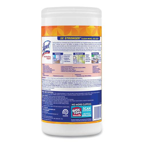 Disinfecting Wipes, 1-Ply, 7 x 7.25, Mango and Hibiscus, White, 80 Wipes/Canister, 6 Canisters/Carton. Picture 4