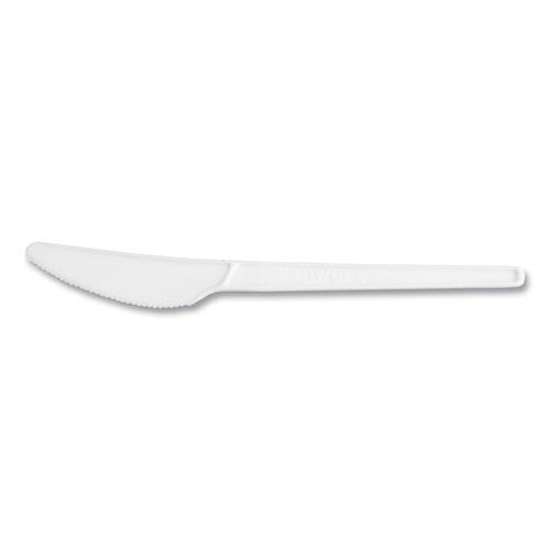 White CPLA Cutlery, Knife, 1,000/Carton. Picture 1