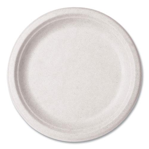 Nourish Molded Fiber Tableware, Plate, 9" Diameter, White, 500/Carton. Picture 1