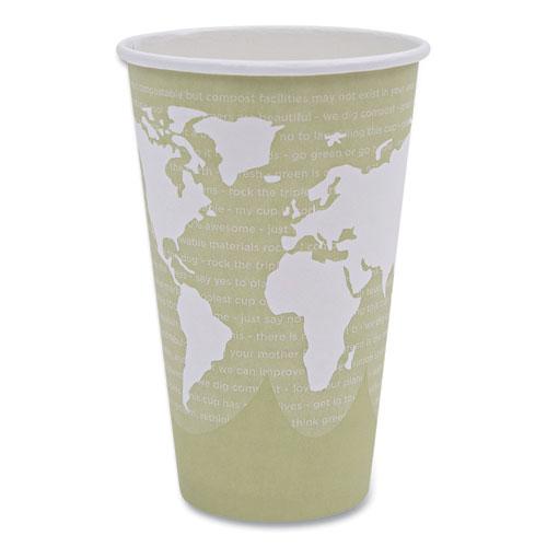 World Art Renewable and Compostable Hot Cups, 16 oz, Moss, 50/Pack. Picture 1