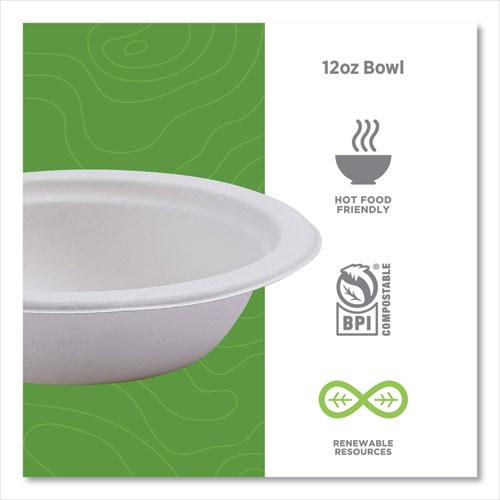 Vanguard Renewable and Compostable Sugarcane Bowls, 12 oz, White, 1,000/Carton. Picture 4