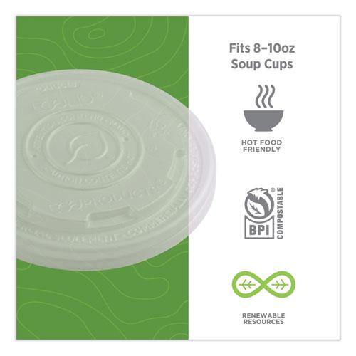 World Art PLA-Laminated Soup Container Lids, Fits 8 oz Sizes, Translucent, Plastic, 50/Pack, 20 Packs/Carton. Picture 4