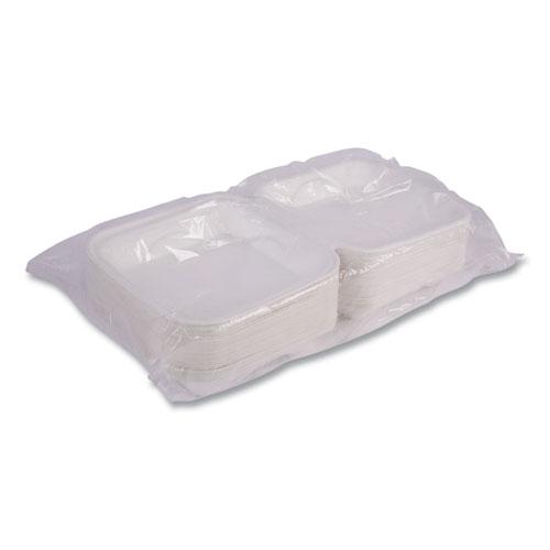 Vanguard Renewable and Compostable Sugarcane Clamshells, 1-Compartment, 9 x 9 x 3, White, 200/Carton. Picture 7