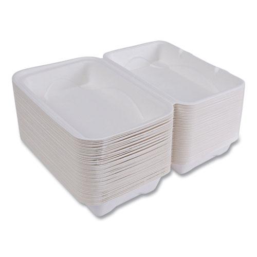 Vanguard Renewable and Compostable Sugarcane Clamshells, 1-Compartment, 9 x 6 x 3, White, 250/Carton. Picture 6