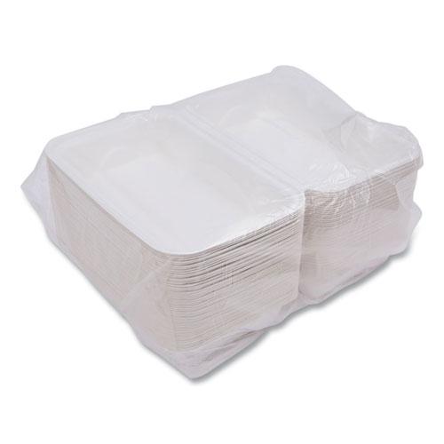 Vanguard Renewable and Compostable Sugarcane Clamshells, 1-Compartment, 9 x 6 x 3, White, 250/Carton. Picture 7