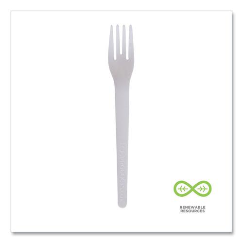 Plantware Compostable Cutlery, Fork, 6", White, 1,000/Carton. Picture 4