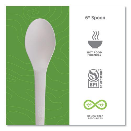 Plantware Compostable Cutlery, Spoon, 6", White, 1,000/Carton. Picture 3