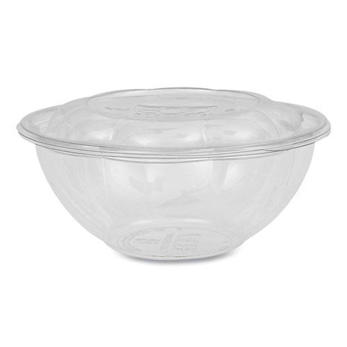 Renewable and Compostable Salad Bowls with Lids, 24 oz, Clear, Plastic, 50/Pack, 3 Packs/Carton. Picture 1