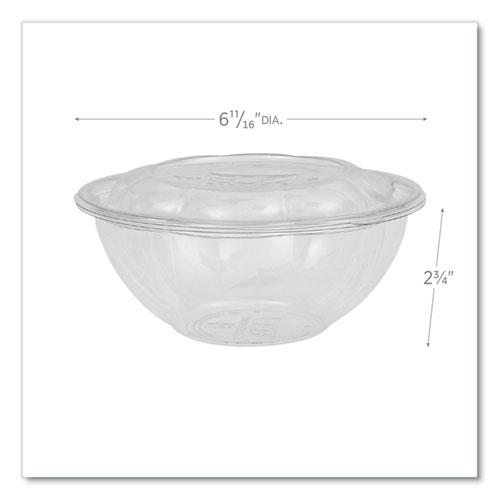 Renewable and Compostable Salad Bowls with Lids, 24 oz, Clear, Plastic, 50/Pack, 3 Packs/Carton. Picture 2