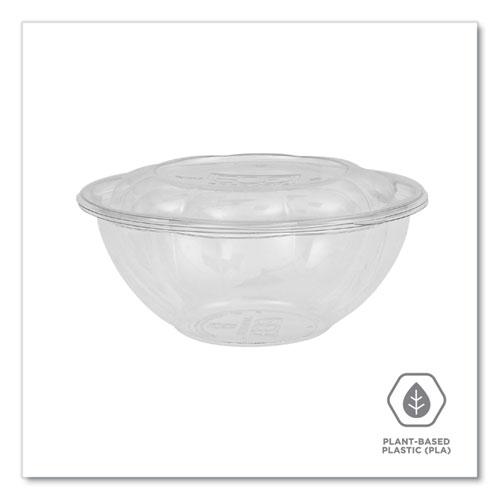 Renewable and Compostable Salad Bowls with Lids, 24 oz, Clear, Plastic, 50/Pack, 3 Packs/Carton. Picture 4