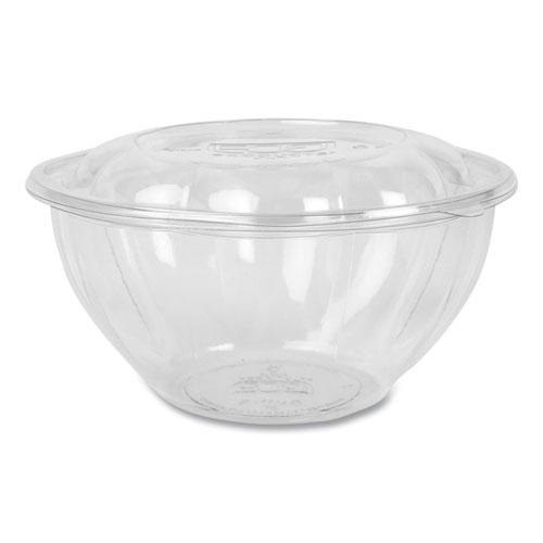 Renewable and Compostable Salad Bowls with Lids, 32 oz, Clear, Plastic, 50/Pack, 3 Packs/Carton. Picture 1