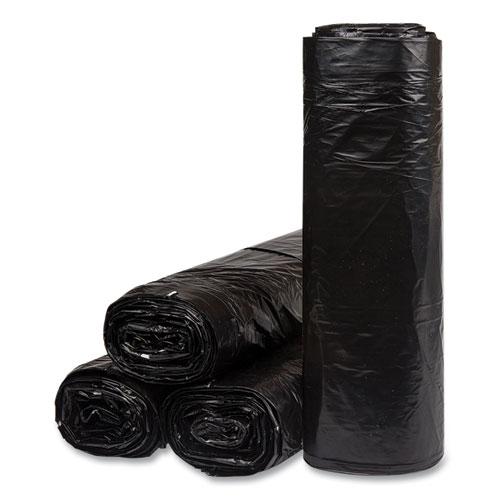Low-Density Commercial Can Liners, Coreless Interleaved Roll, 60 gal, 1.2mil, 38" x 58", Black, 10 Bags/Roll, 10 Rolls/Carton. Picture 1