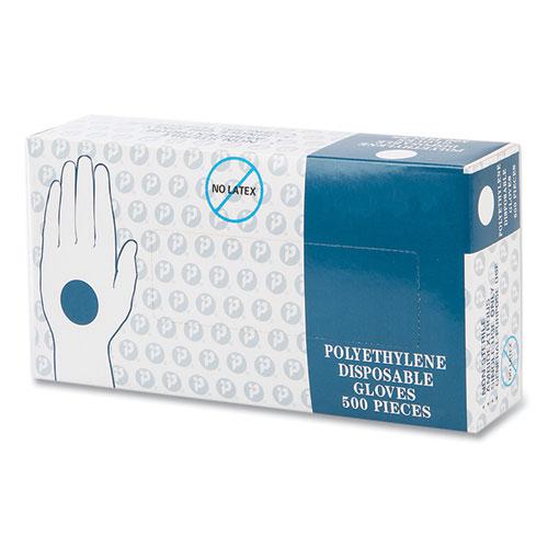 Embossed Polyethylene Disposable Gloves, Large, Powder-Free, Clear, 500/Box, 4 Boxes/Carton. Picture 2
