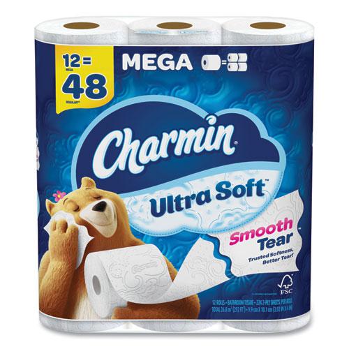 Ultra Soft Bathroom Tissue, Mega Roll, Septic Safe, 2-Ply, White, 224 Sheets/Roll, 12 Rolls/Pack, 4 Packs/Carton. Picture 1