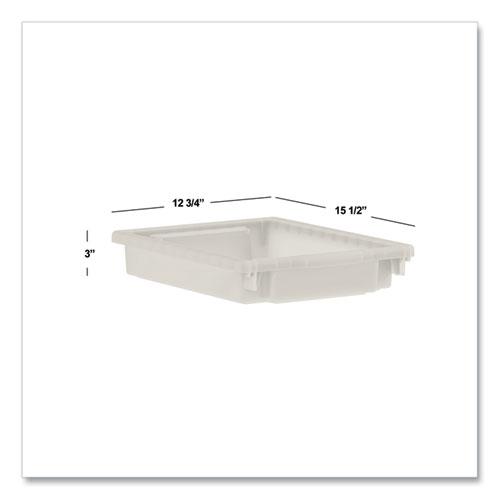 Flagship Storage Bins, 1 Section, 12.75" x 16" x 3", Translucent White. Picture 3