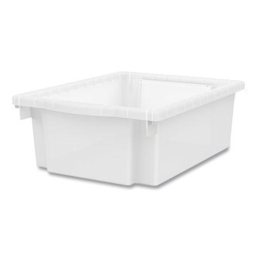 Flagship Storage Bins, 1 Section, 12.75" x 16" x 6", Translucent White. Picture 3
