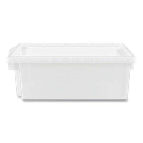 Flagship Storage Bins, 1 Section, 12.75" x 16" x 6", Translucent White. Picture 4