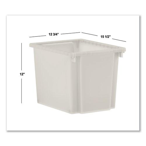 Flagship Storage Bins, 1 Section, 12.75" x 16" x 12", Translucent White. Picture 3
