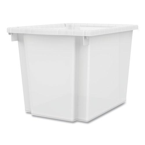 Flagship Storage Bins, 1 Section, 12.75" x 16" x 12", Translucent White. Picture 4
