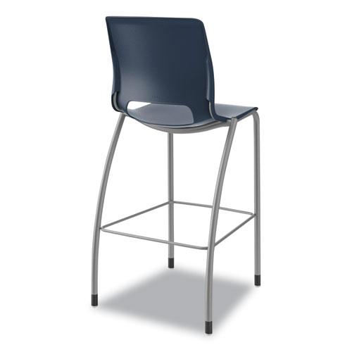 Motivate Four-Leg Cafe Height Stool, Supports Up to 300 lb, 30" Seat Height, Regatta Seat, Regatta Back, Platinum Base. Picture 3